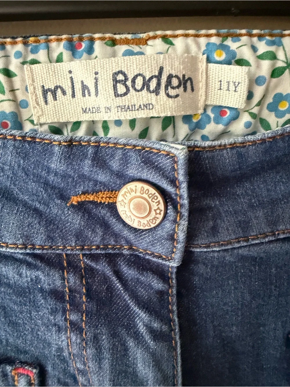 Mini Boden Girls Embroidered Floral Jeans Bootcut Size 11